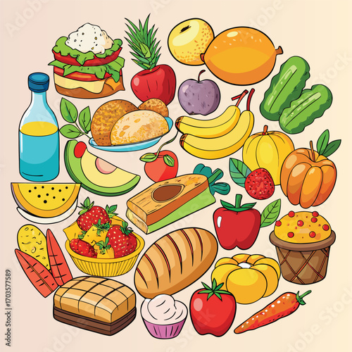  Food vector, Food design, Food concept, Food post, Food cartoon, Food icon, Food template, Food art, Food topics, Food doodle