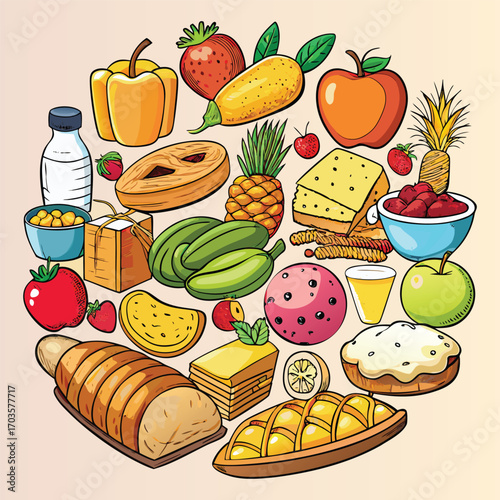  Food vector, Food design, Food concept, Food post, Food cartoon, Food icon, Food template, Food art, Food topics, Food doodle
