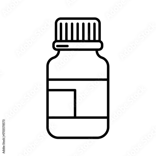 Medicine bottle with pills and liquid isolated on transparent background