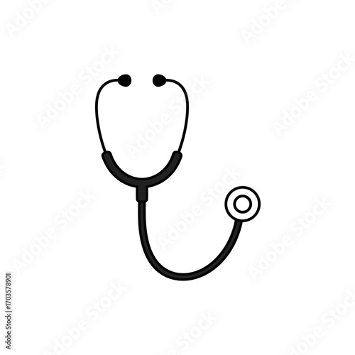 Stethoscope with heart on white background medical healthcare equipment icon