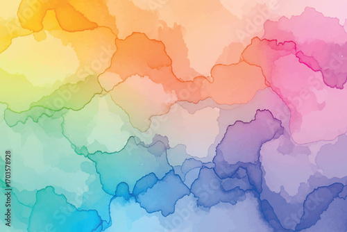 Abstract watercolor background with vibrant rainbow colors blending softly, fluid art texture for creative designs