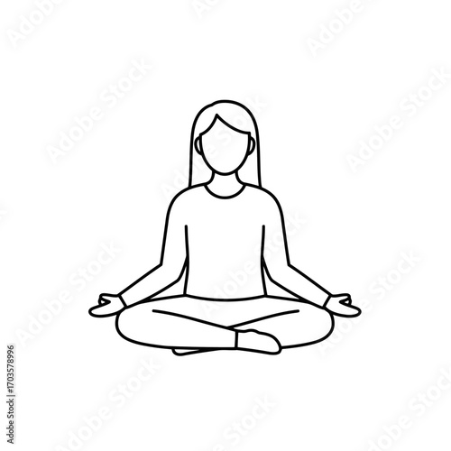 A black silhouette of a woman in a lotus pose, a symbol of meditation and inner peace, beautifully illustrates the art of yoga