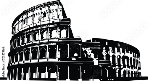 Silhouette of the colosseum in rome, this vector illustration captures the grandeur and historical significance of the ancient roman amphitheater