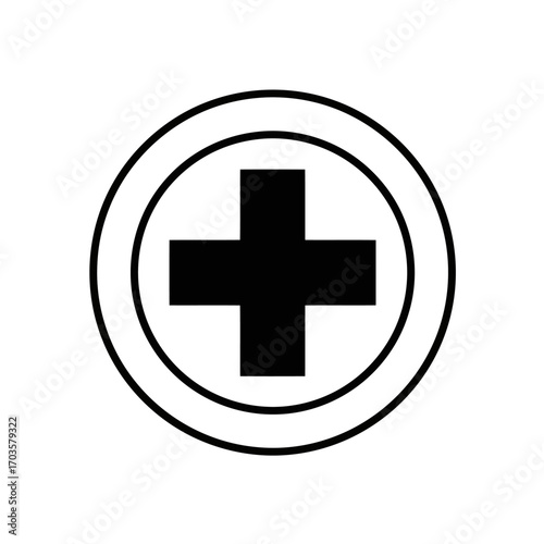 First aid kit icon with red cross symbol for medical and emergency use