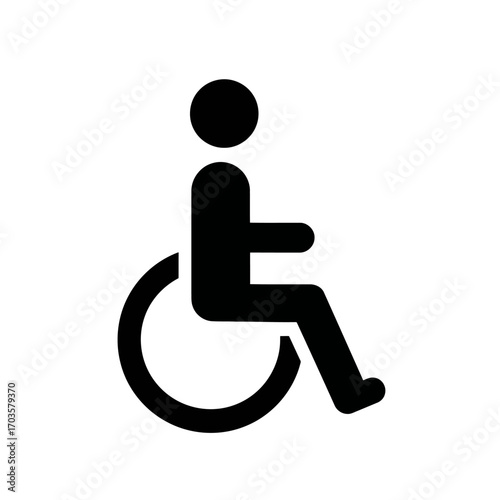 Disabled person wheelchair handicap icon on white background illustration