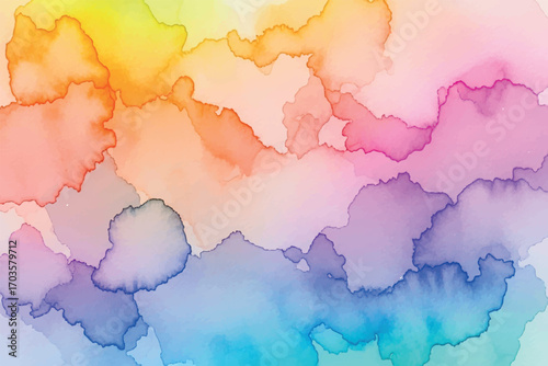 Vibrant watercolor splashes and washes in a rainbow gradient, offering a fluid and dynamic abstract background for various artistic applications
