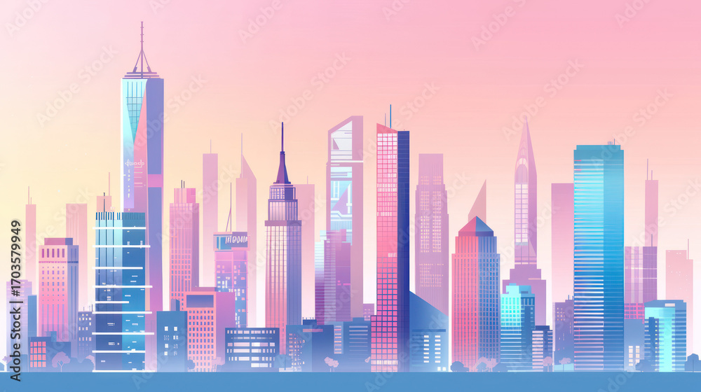 Fototapeta premium Cityscape skyline illustration