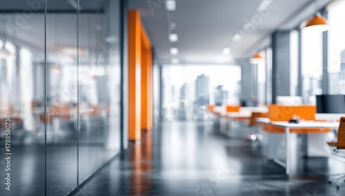 Blurred modern office hallway