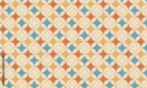 Retro Mid-Century Modern Pattern with Geometric Diamond Shapes