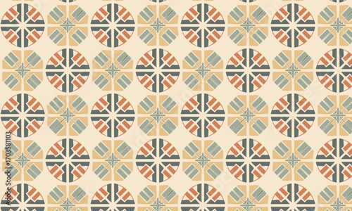 Traditional Medieval Quilt Pattern with Geometric Medallion Ornament