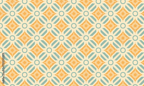 Vintage Geometric Seamless Pattern with Diamond and Circle Ornament