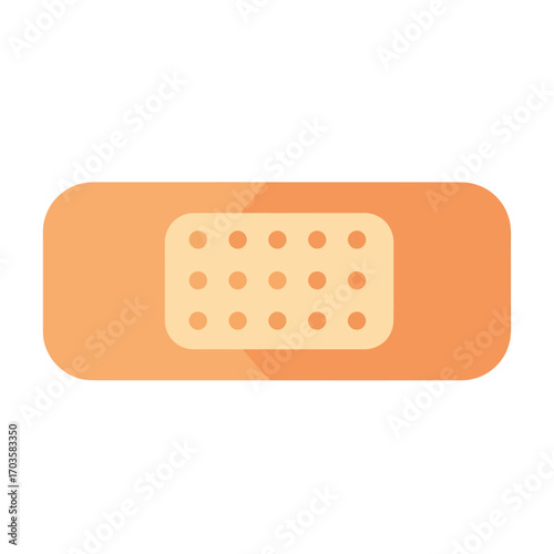 An illustration of a tan-colored adhesive bandage, also known as a plaster, on a white background.