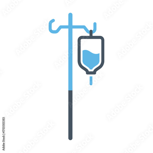 Illustration of an IV drip stand with a bag of fluid, commonly used in medical treatments.