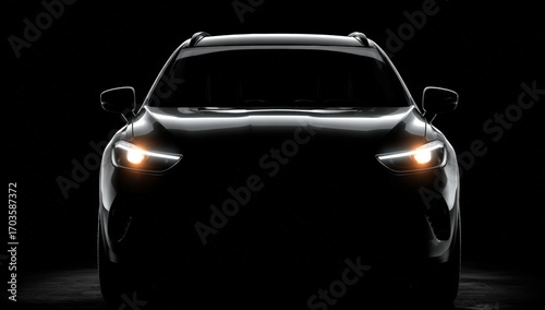 Silhouette of a modern SUV.  Dark, sleek design