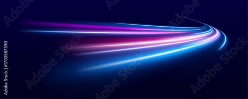 Bright blue light beams slice through darkness, forming a futuristic grid. The blur suggests velocity and direction. A sleek and powerful concept of motion.