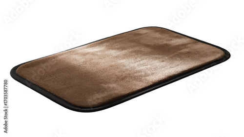 Brown Shaggy Rectangular Doormat Isolated on White Background removed image