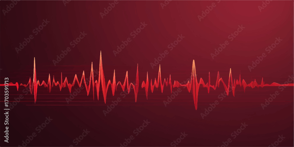 Obraz premium A vibrant red cardiogram illustrates a healthy pulse beat on a clean white background