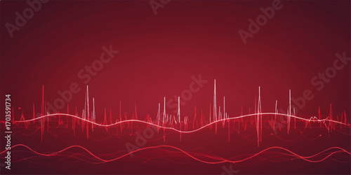 Red EKG heartbeat wave on a cardiogram monitor