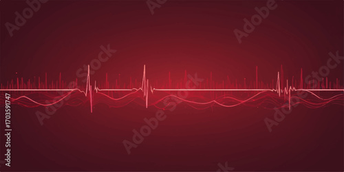 A single red line forming a heart shape on a medical cardiogram monitor depicts a healthy pulse