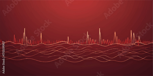 An abstract red background with an ECG heartbeat pulse wave line illustration