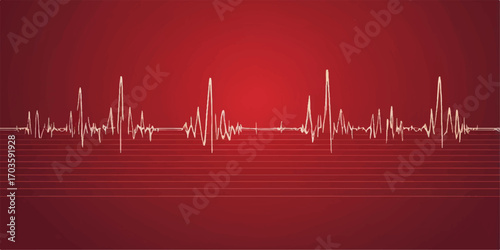 A vibrant red heart pulse beats across a white background, forming a cardio wave line on a medical monitor