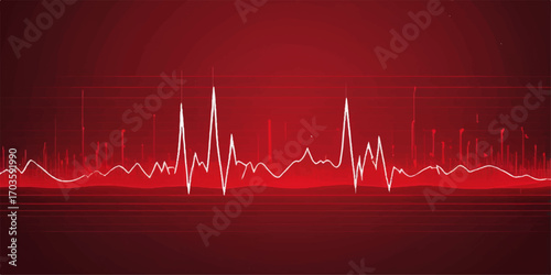 A vibrant red cardiogram illustrates a continuous heartbeat on a medical monitor, symbolizing the rhythm of life and health