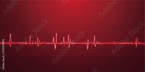 Abstract illustration of a red heartbeat on an ECG monitor, capturing the pulse and wave of a