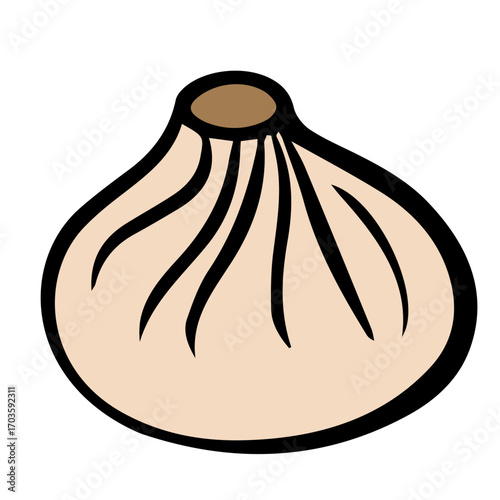 Khinkali Dumplings in Doodle Style Vector Illustration