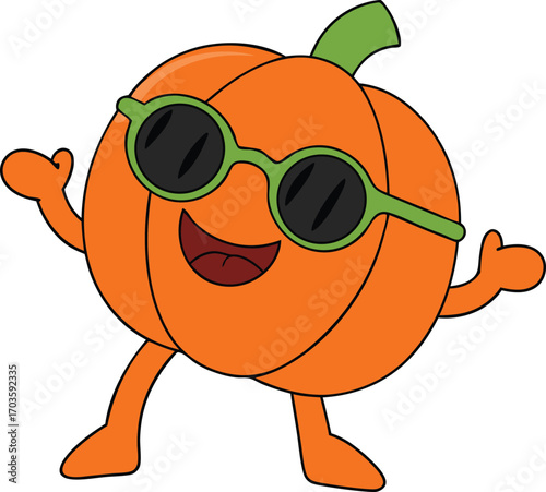 Cool pumpkin character dancing with sunglasses for halloween fun and autumn celebrations festive fun vector