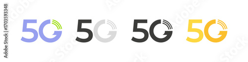 Set of 5g icons. Wireless network and mobile internet logotype. Technology vector illustration	