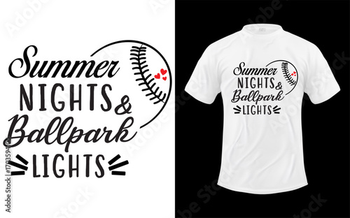 Foto Summer nights and ballpark lights baseball mom quote graphic design