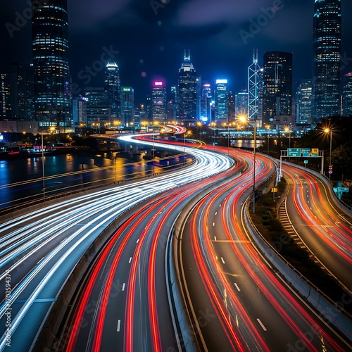Hong Kong City Night Traffic.
