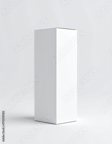 Minimalist White Rectangular Box Isolated Against White Background for Product Mockup and Presentation