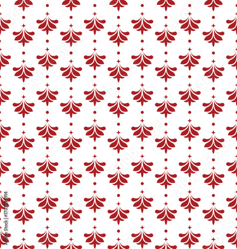  Stylized Damask pattern RED white iris flower pattern Ornament leaf motif Monochrome Elegant pattern Fleur de lys Vintage design Geometric Repeating Symmetrical Minimalist pattern Decor