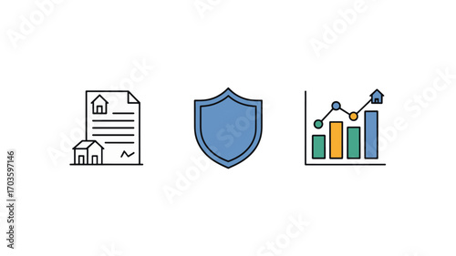 Real estate investment home insurance and market growth a visual concept