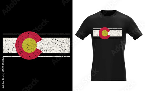 Distressed vintage colorado state flag design with retro grunge texture and bold colors