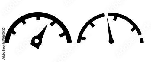 Speedometer icon. Speed indicator sign. Car speedometer icon. Fast speed sign logo. Isolated on a white background.