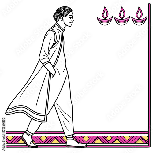 Illustration of a woman in traditional attire
