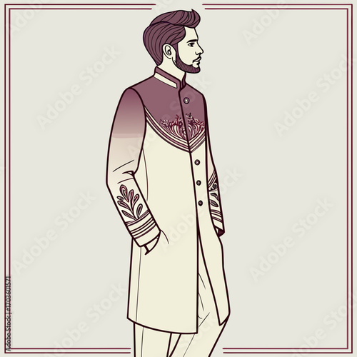 Man in traditional attire with hand in pocket