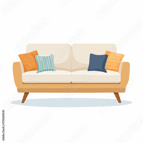 Modernes, gemütliches Sofa in neutralen Farben