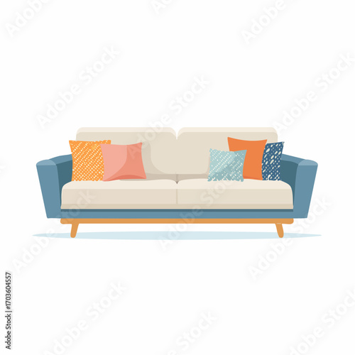 Modernes, gemütliches Sofa in neutralen Farben