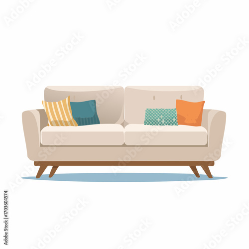 Modernes, gemütliches Sofa in neutralen Farben