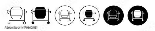 Concrete Mixer Icons in Various Styles Isolated on White Background