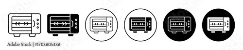Toaster Oven Icon Set in Various Styles Isolated on White Background