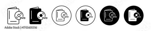 DVD Icon Set in Various Styles Isolated on White Background