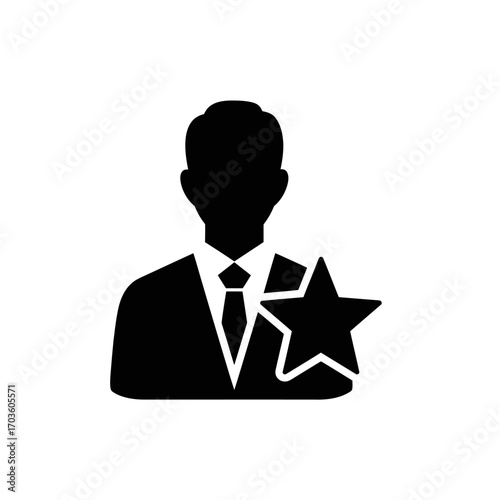 Silhouette of a businessman with a star icon