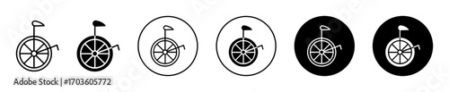 Unicycle Icons in Various Styles Isolated on White Background