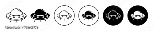 UFO Icons in Variations with Black and White Design