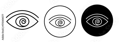 Abstract Eye Icon with Spiral, Isolated on White Background