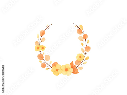 Watercolor Floral Wreath PNG with Transparent Background
